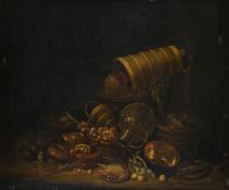 FOLLOWER OF WILLEM CLAESZ HEDAA, STILL LIFE IN A PANTRY LARDER WITH A CAT