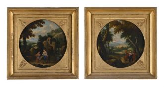 ITALIAN SCHOOL (LATE 17TH CENTURY), THE FLIGHT TO EGYPT; CHRIST APPEARING ON THE ROAD TO EMMAUS