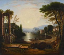 FOLLOWER OF GEORGE BARRET JUNIOR, AN ITALIANATE LAKE LANDSCAPE
