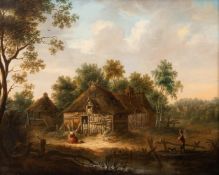 GEORGE SMITH OF CHICHESTER (BRITISH 1713 - 1776), COTTAGE WITH FIGURES IN A LANDSCAPE