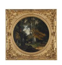 ATTRIBUTED TO HENRY LADBROKE (BRITISH 1800 - 1870), DEER IN A FOREST
