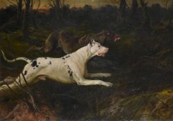 FRENCH SCHOOL (19TH CENTURY), HUNTING DOGS WITH WILD BOARS