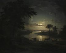 ATTRIBUTED TO ABRAHAM PETHER (BRITISH 1756 - 1812), MOONLIT LANDSCAPE