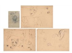 BRITON RIVIÈRE (BRITISH1840 - 1920), A STUDY OF LIONS; TOGETHER WITH THREE OTHERS (4)