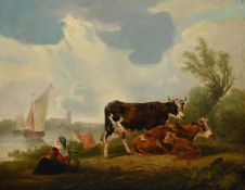FOLLOWER OF ABRAHAM VAN STRY, COWS IN A RIVER LANDSCAPE
