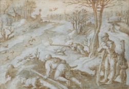 JAN VAN DER STRAET, KNOWN AS GIOVANNI STRADANO (FLEMISH 1523-1605), DUCK HUNTING IN WINTER