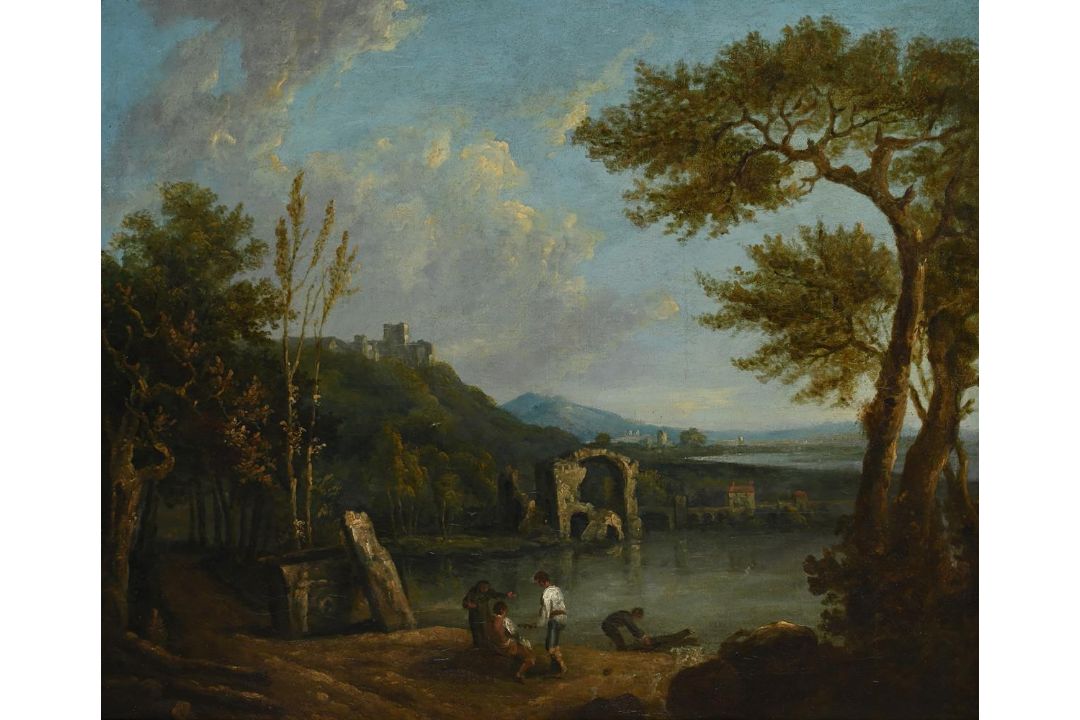 RICHARD WILSON (BRITISH 1714-1782) AND LATER INTERVENTIONS, A VIEW OF LAKE AVERNUS - Image 1 of 3