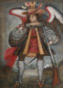 SPANISH COLONIAL SCHOOL (18TH CENTURY), AN ARCHANGEL WITH A HARQUEBUS