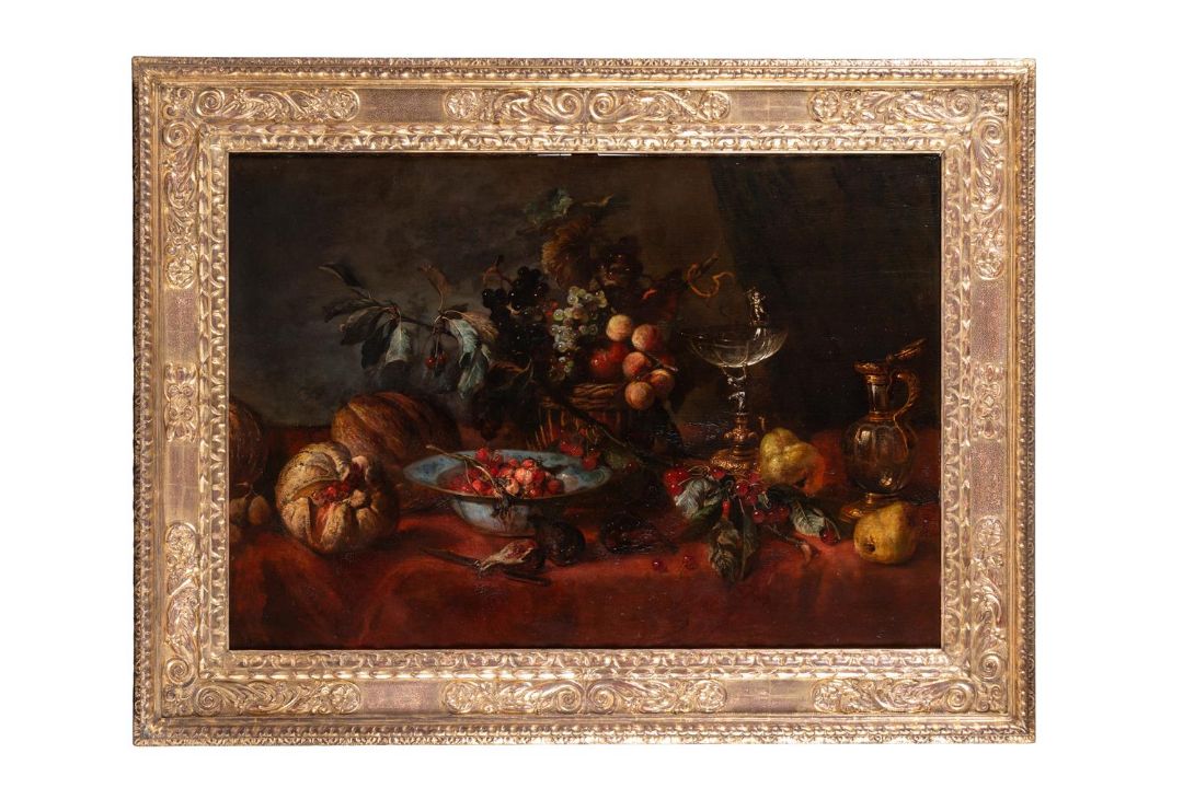 DUTCH SCHOOL (19TH CENTURY), A STILL LIFE WITH FRUIT AND A EWER - Image 2 of 3