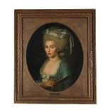 FRENCH SCHOOL (LATE 18TH CENTURY), PORTRAIT OF A LADY, WEARING A BLUE DRESS