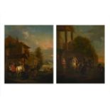 FOLLOWER OF DIRCK MAASFIGURES AND HORSES BY A TAVERN; AND FIGURES AND HORSES BY A COLONNADE