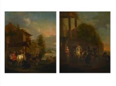 FOLLOWER OF DIRCK MAASFIGURES AND HORSES BY A TAVERN; AND FIGURES AND HORSES BY A COLONNADE