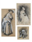 SAMUEL LUKE FILDES (BRITISH 1843 - 1927), THREE FIGURATIVE SKETCHES (3)