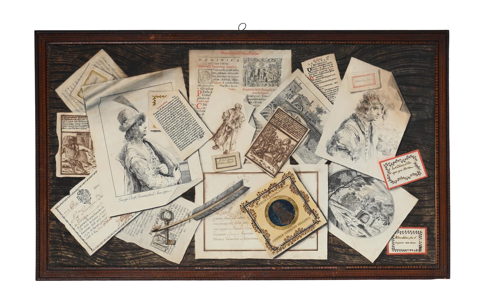 GIUSEPPE FAROLFI (ITALIAN LATE 18TH CENTURY), TWO TROMPE L'OEIL WITH PRINTS - Image 4 of 7