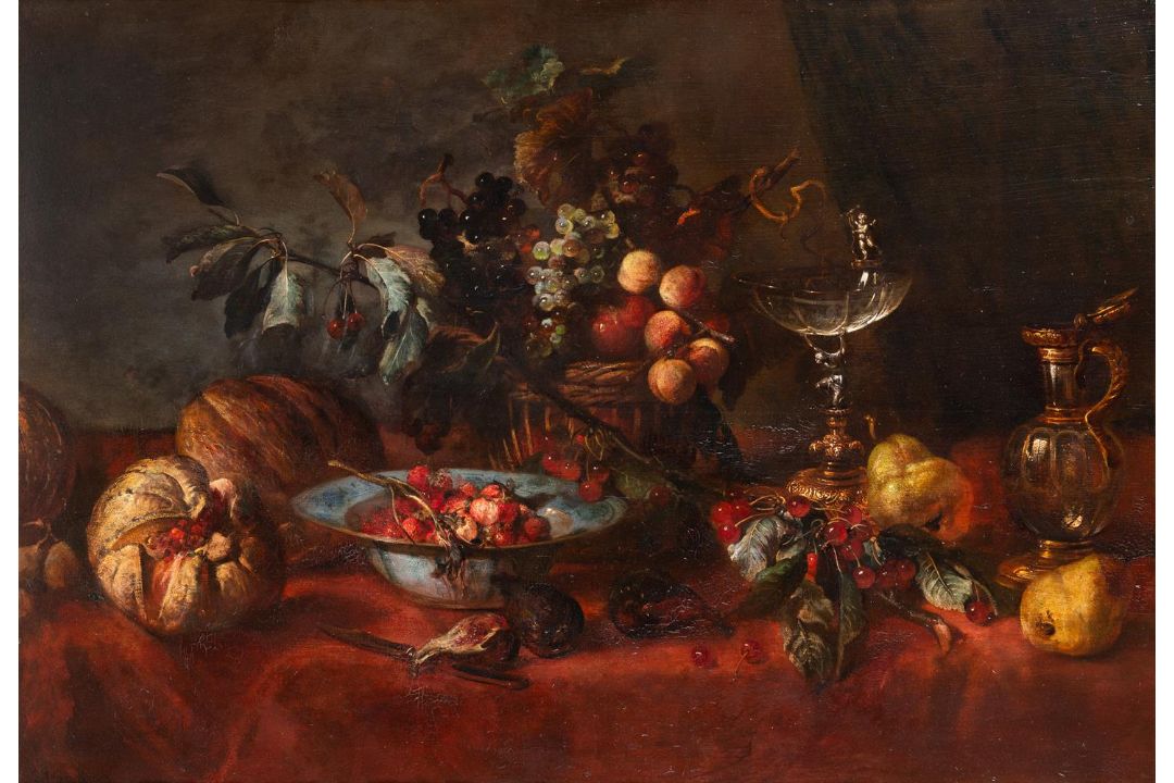 DUTCH SCHOOL (19TH CENTURY), A STILL LIFE WITH FRUIT AND A EWER - Image 1 of 3