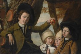 BRITISH SCHOOL (CIRCA 1800), GROUP PORTRAIT OF CHILDREN IN A WOOD