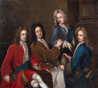 ENGLISH SCHOOL (18TH CENTURY), THE DUKE OF BEAUFORT WITH THREE OTHER FIGURES