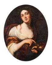 ENGLISH SCHOOL (18TH CENTURY), PORTRAIT OF AN ARTIST WITH HER PALETTE