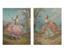 CIRCLE OF JEAN BAPTISTE LE PRINCE (FRENCH 1734 - 1781), LADIES DANCING IN A GARDEN