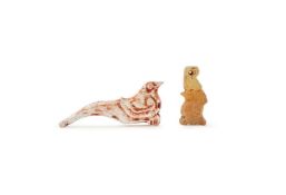 Two Chinese carved jade birds