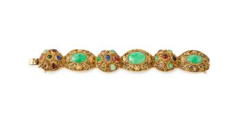 A Chinese filigree silver gilt bracelet