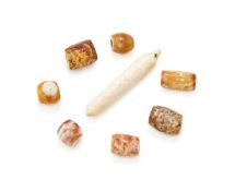 A group of assorted Chinese jade beads