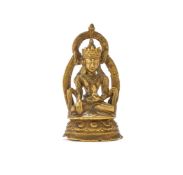 A small bronze figure of the peaceful form of Vajrapani