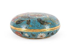 A Chinese cloisonne 'Persimmons' circular box and cover