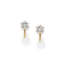 A PAIR OF DIAMOND SINGLE STONE EARRINGS