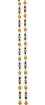 A CULTURED PEARL AND LAPIS LAZULI LONGCHAIN