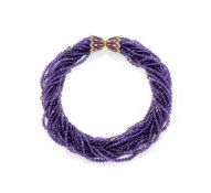 ATTRIBUTED TO SCHLUMBERGER, AN AMETHYST AND ENAMEL TORSADE NECKLACE