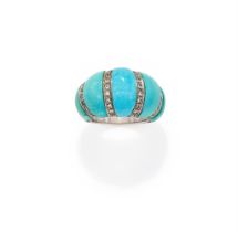 A DIAMOND AND TURQUOISE DRESS RING
