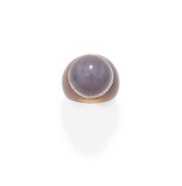 CATHERINE PREVOST, A GREY AGATE AND DIAMOND DRESS RING