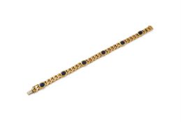 A SAPPHIRE CURB LINK BRACELET