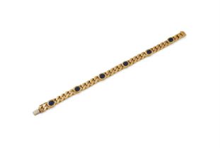 A SAPPHIRE CURB LINK BRACELET