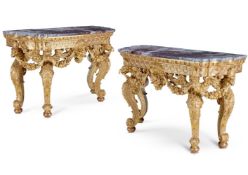 ‡ A PAIR OF GILTWOOD SIDE TABLES, CIRCA 1900