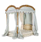 ‡ A GEORGE III GRAINED AND POLYCHROME-DECORATED FOUR-POST BED, LATE 18TH CENTURY