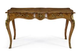 ‡ A VICTORIAN GILT BRONZE-MOUNTED BURR WALNUT, KINGWOOD AND MARQUETRY BUREAU PLAT
