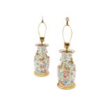 ‡ A PAIR OF CANTON ENAMEL VASES, CHINESE, 19TH CENTURY