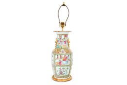 A CANTON ENAMELLED VASE, CHINESE, 19TH CENTURY