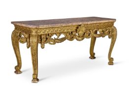 ‡ A CARVED GILTWOOD SIDE TABLE, LATE 19TH/EARLY 20TH CENTURY