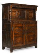 AN OAK COURT CUPBOARD, LATE 17TH CENTURY AND LATER