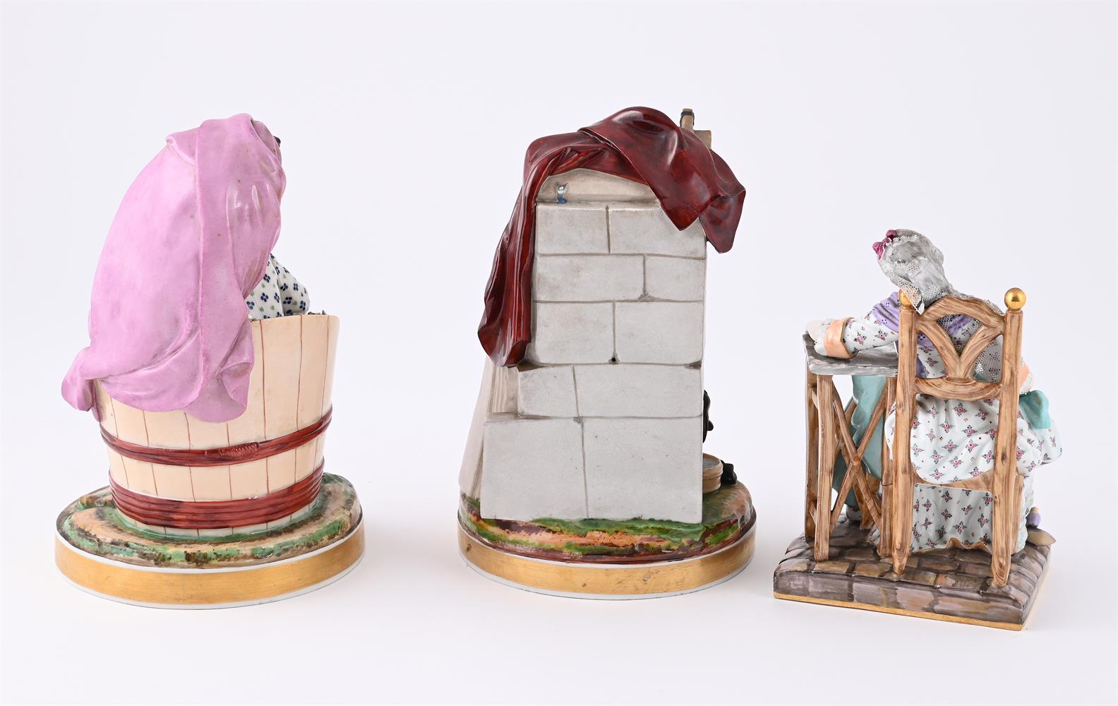 A PAIR OF FRENCH HARD-PASTE PORCELAIN MODELS OF LE SAVETIER ET LA RAVAUDEUSE, MID 19TH CENTURY - Image 2 of 3