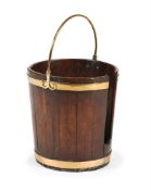A GEORGE III MAHOGANY AND BRASS BOUND PLATE BUCKET, CIRCA 1780