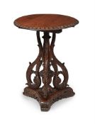Y A PADOUK PEDESTAL OR OCCASIONAL TABLE, ANGLO-INDIAN, MID 19TH CENTURY
