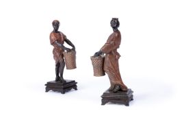 A PAIR OF ORIENTALIST PAINTED SPELTER FIGURES, EARLY 20TH CENTURY