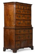A WALNUT CHEST ON CHEST, MID 18TH CENTURY