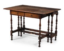 A WALNUT SIDE TABLE, CONSTRUCTED OF EARLY 18TH CENTURY AND LATER ELEMENTS