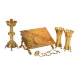 A GROUP OF CHURCH ALTAR ACCOUTREMENTS, PREDOMINANTLY EARLY 20TH CENTURY