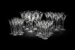 A THOMAS WEBB'S 'JACOBITE' ENGRAVED PART GLASS TABLE SERVICE, MID 20TH CENTURY